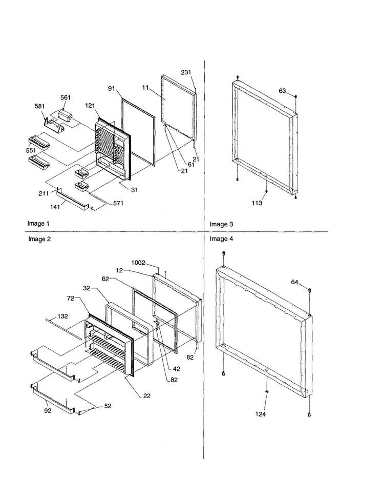 Door Assembly Diagram and Parts List for BC21V1C-P1325027WC  Amana Refrigerator