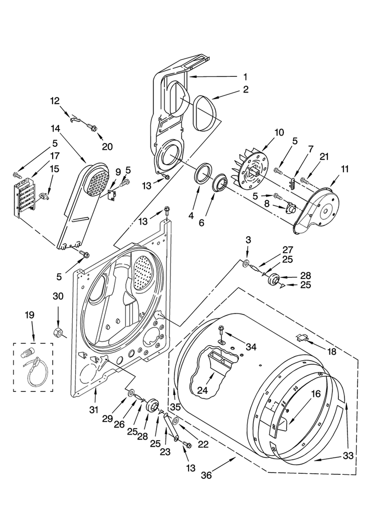 Bulkhead Parts, Optional Parts Diagram and Parts List for 4KMED5700TQ0  Maytag Dryer