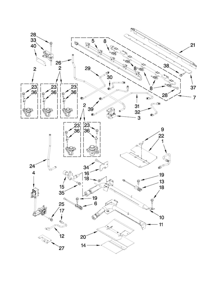 Manifold Parts Diagram and Parts List for MGT8775XB00  Maytag Range
