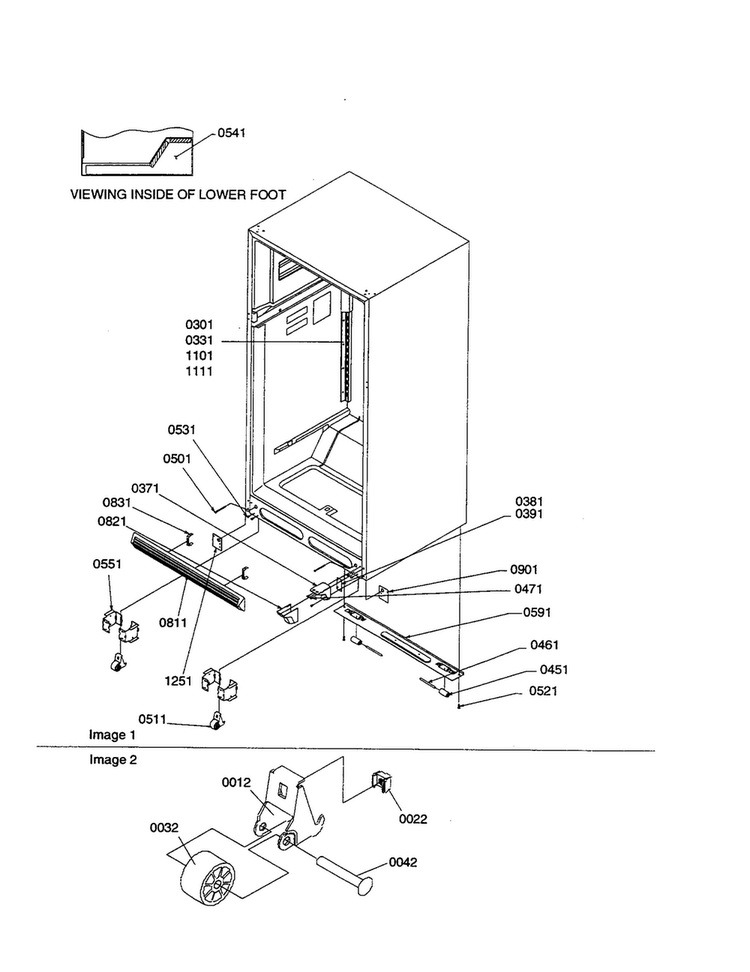 Ladders/lower Cabinet/rollers Diagram and Parts List for TX18VE-P1301702WE  Amana Refrigerator
