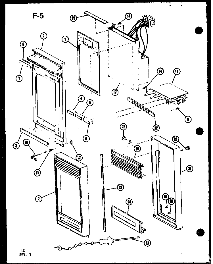 Page 5 Diagram and Parts List for RR-8T P7535701M Amana Microwave