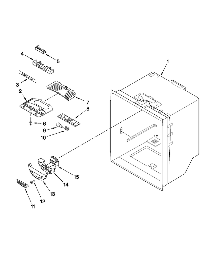 Refrigerator Liner Parts Diagram and Parts List for 5GBR22PRYA0  Maytag Refrigerator