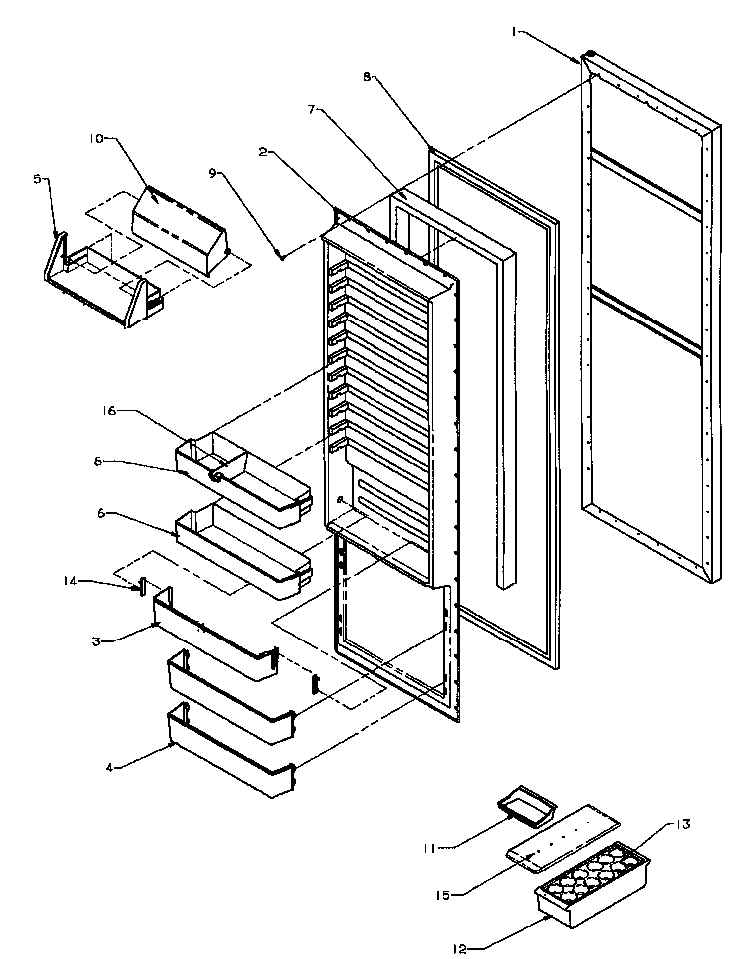 Refrigerator Door Diagram and Parts List for SSD22NBL-P1162413WL  Amana Refrigerator