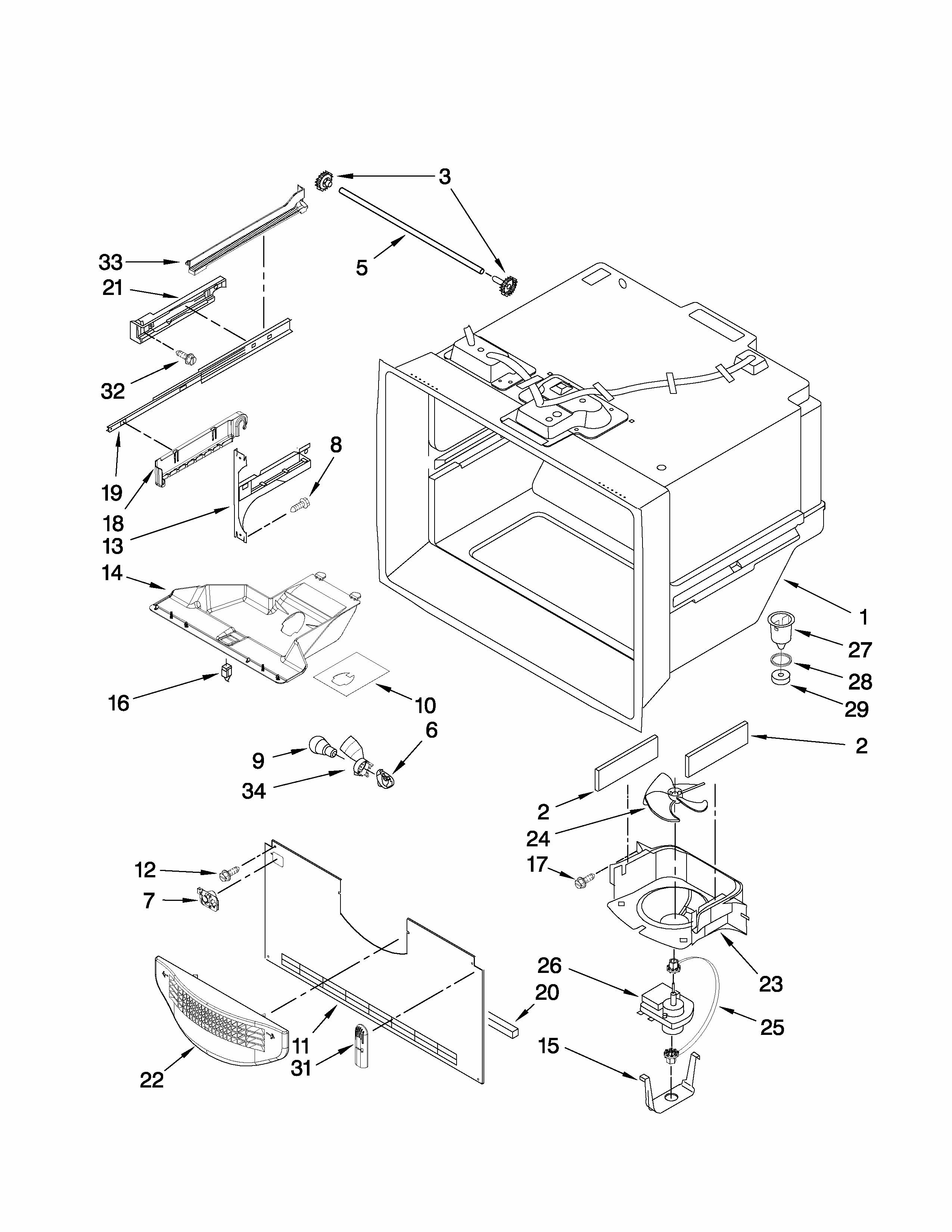 Freezer Liner Parts Diagram and Parts List for G37026FEAS4  Maytag Refrigerator