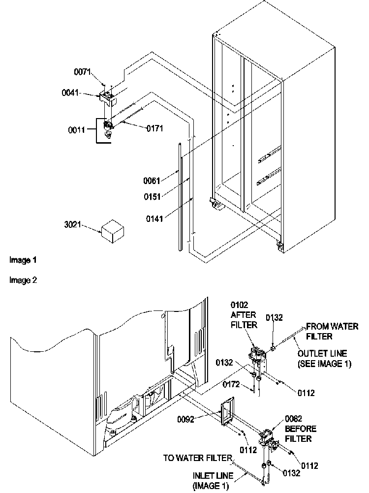 Water Filter Assy. & Water Valves Diagram and Parts List for SBDE21VPSE-P1317202WE  Amana Refrigerator
