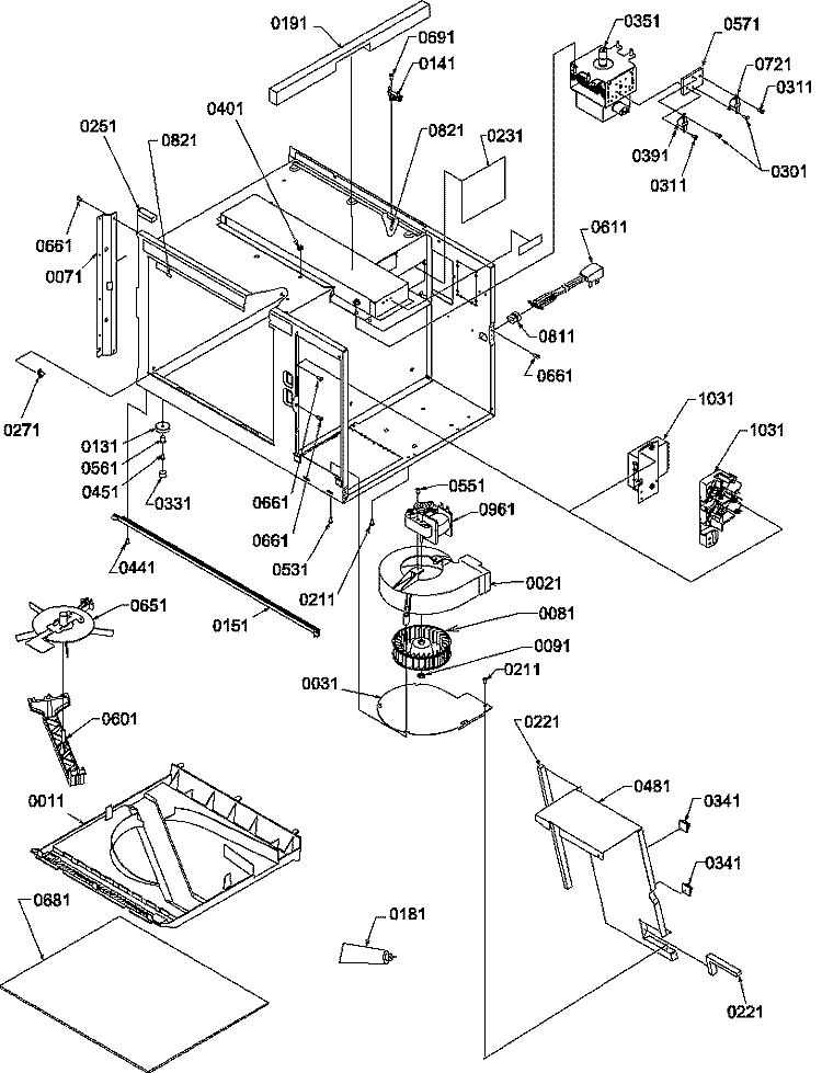 CABINET ASSY Diagram and Parts List for RFS9MPK P1312007M Amana Microwave