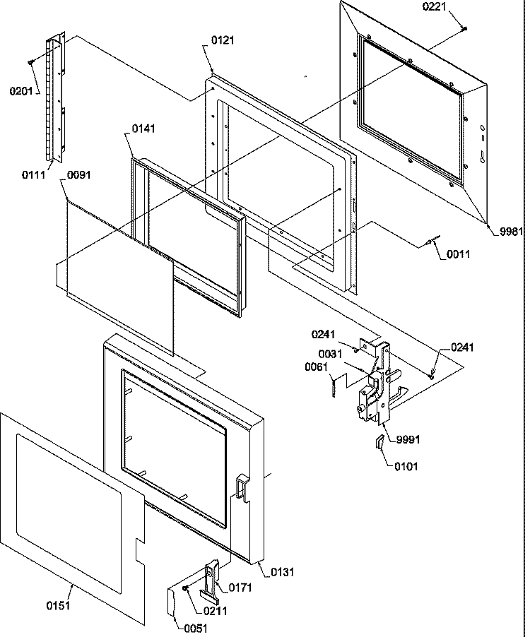 DOOR ASSY Diagram and Parts List for RFS9MPK P1312007M Amana Microwave