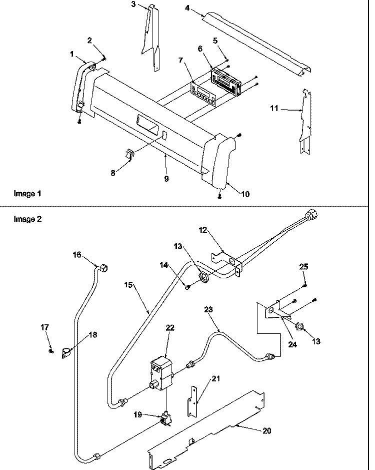 BACKGUARD AND GAS SUPPLY Diagram and Parts List for ARG7600W P1143332N W Amana Range