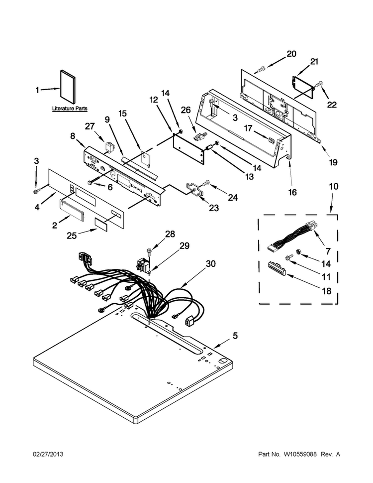 Top And Console Parts Diagram and Parts List for MDE18PRAYW0  Maytag Dryer