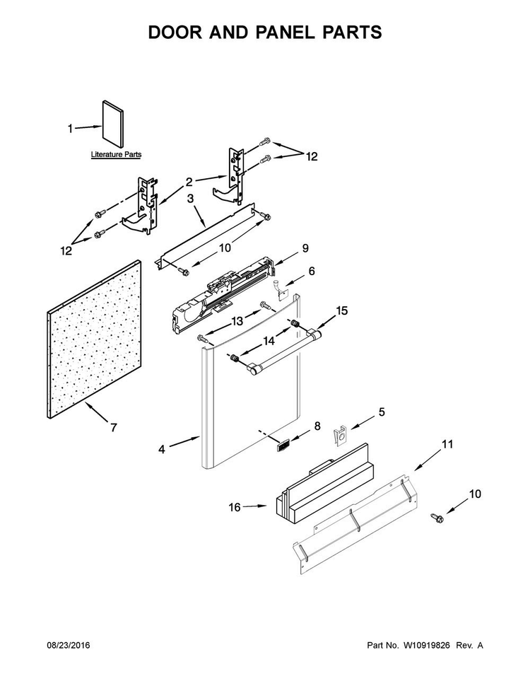 Door And Panel Parts Diagram and Parts List for MDB8979SFZ2  Maytag Dishwasher