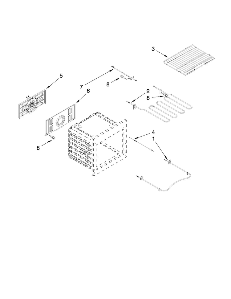 Internal Oven Parts Diagram and Parts List for JES9860CAS02  Jenn-Air Range