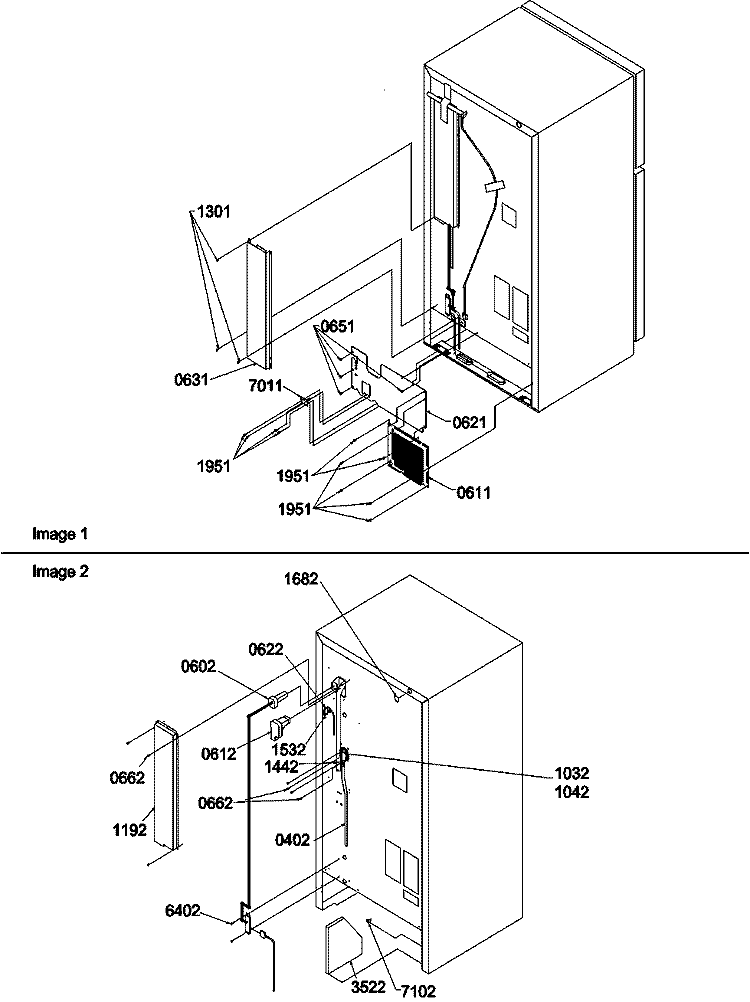 Cabinet Back Diagram and Parts List for TC18VW P1315704W W Amana Refrigerator