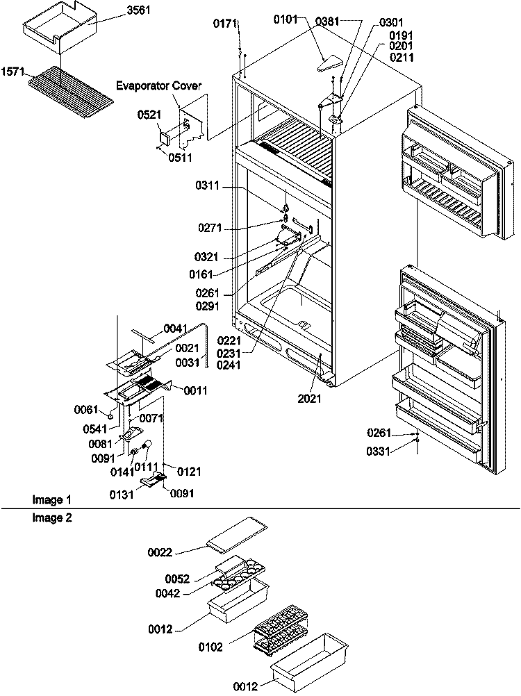 Door, Hinges and Accessories Diagram and Parts List for TS22VW P1306502W W Amana Refrigerator