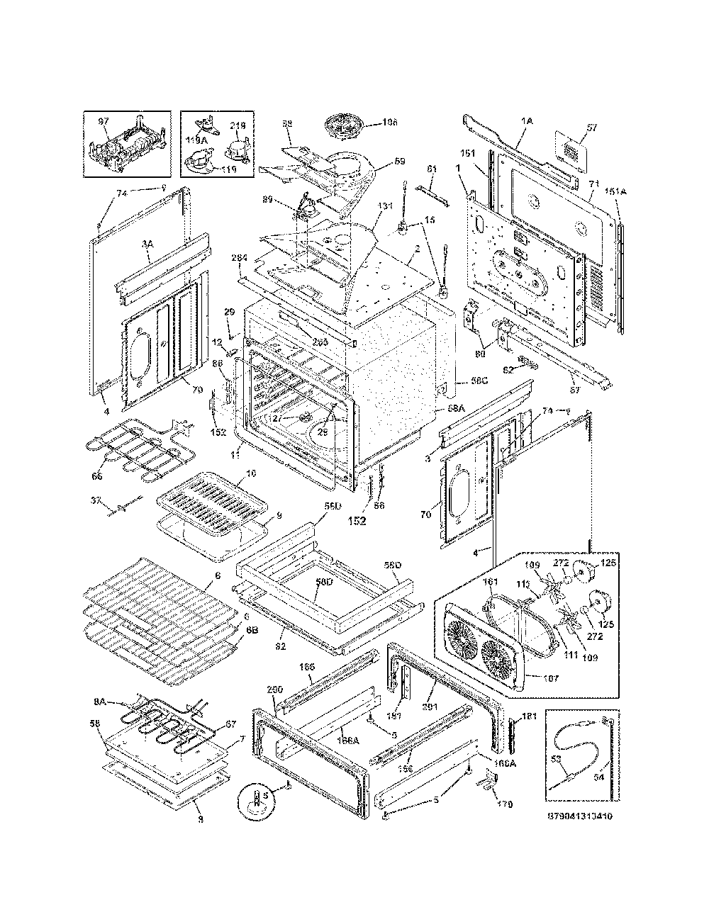 Body Diagram and Parts List for 79041313412  Kenmore Range