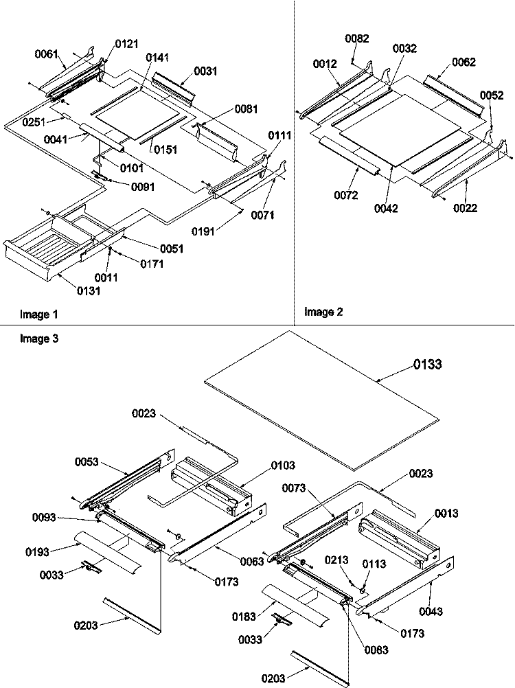 Shelving and Crisper Assemblies Diagram and Parts List for TSI25VE P1308102W E Amana Refrigerator