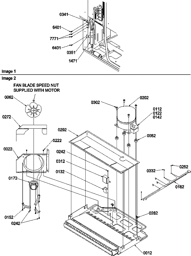 Machine Compartment Diagram and Parts List for TSI25VE P1308102W E Amana Refrigerator