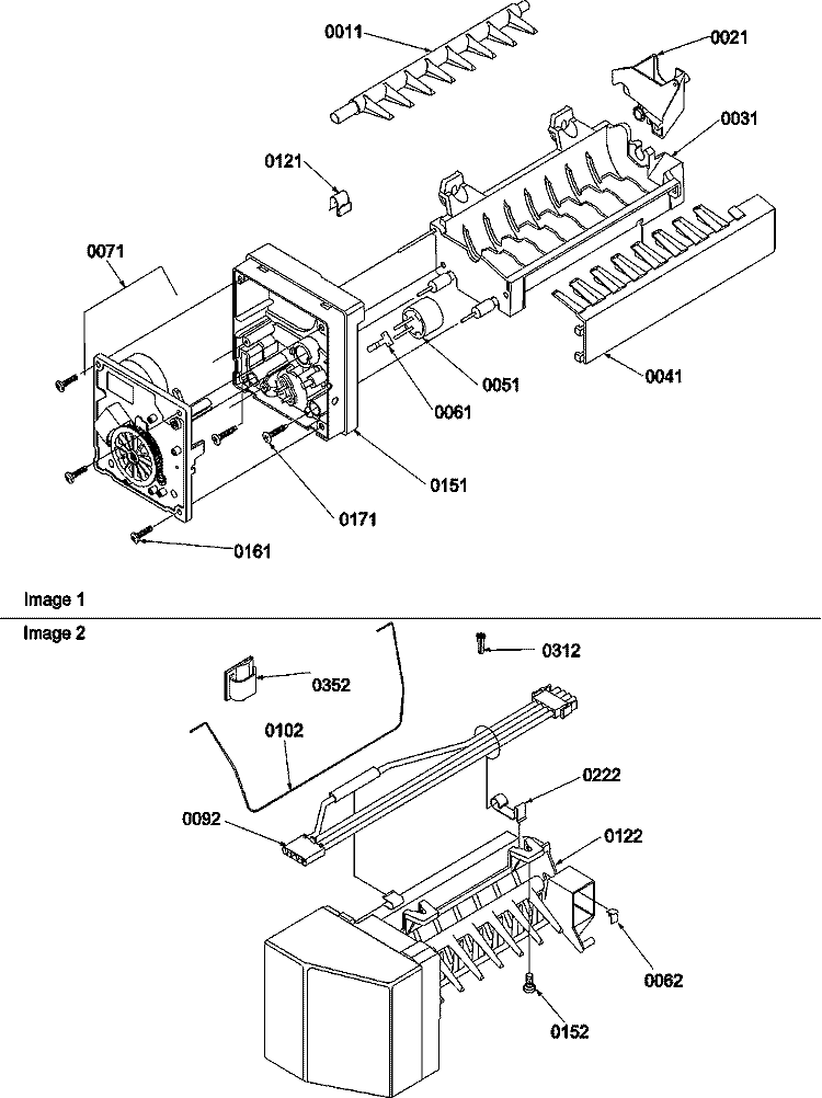 Ice Maker Assembly and Parts Diagram and Parts List for TSI25VE P1308102W E Amana Refrigerator