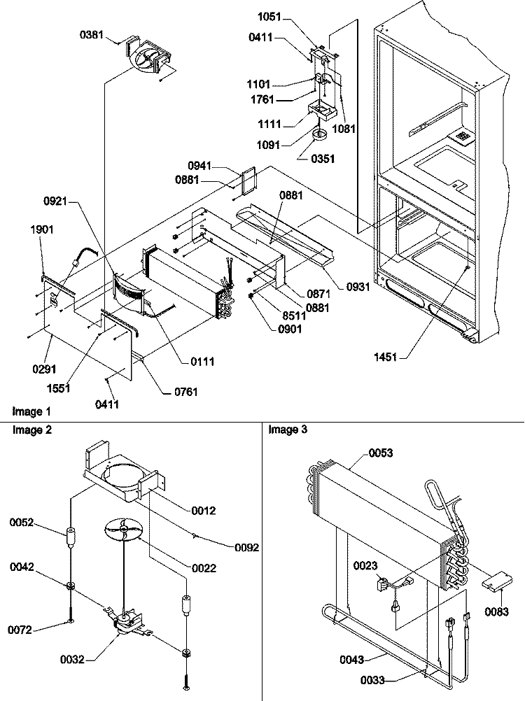 Evaporator & Freezer Control Assembly Diagram and Parts List for BCI21VL P1321507W L Amana Refrigerator