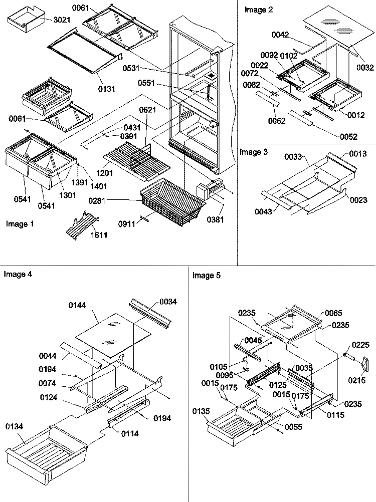 Shelving Assemblies Diagram and Parts List for BCI21VL P1321507W L Amana Refrigerator