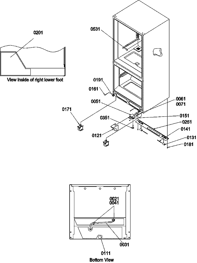 Insulation & Roller Assembly Diagram and Parts List for BCI21VL P1321507W L Amana Refrigerator