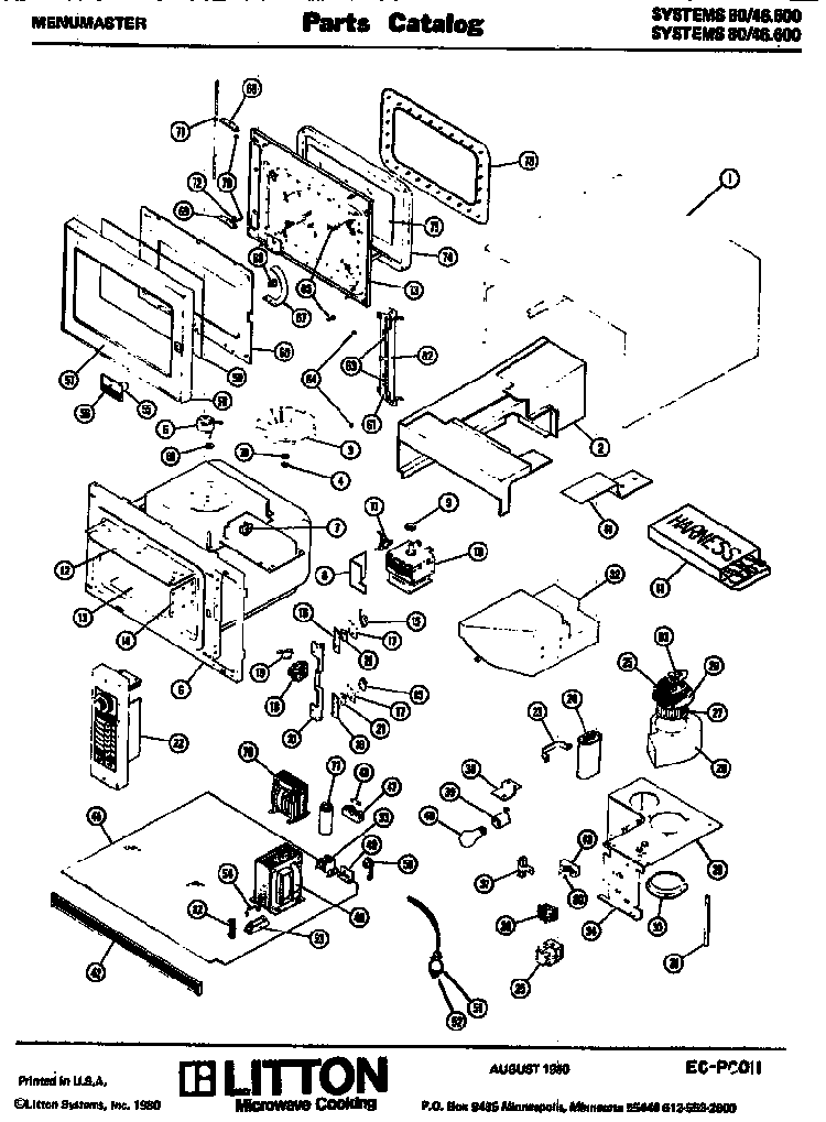 Replacement Parts Diagram and Parts List for 80 46600 Amana Microwave