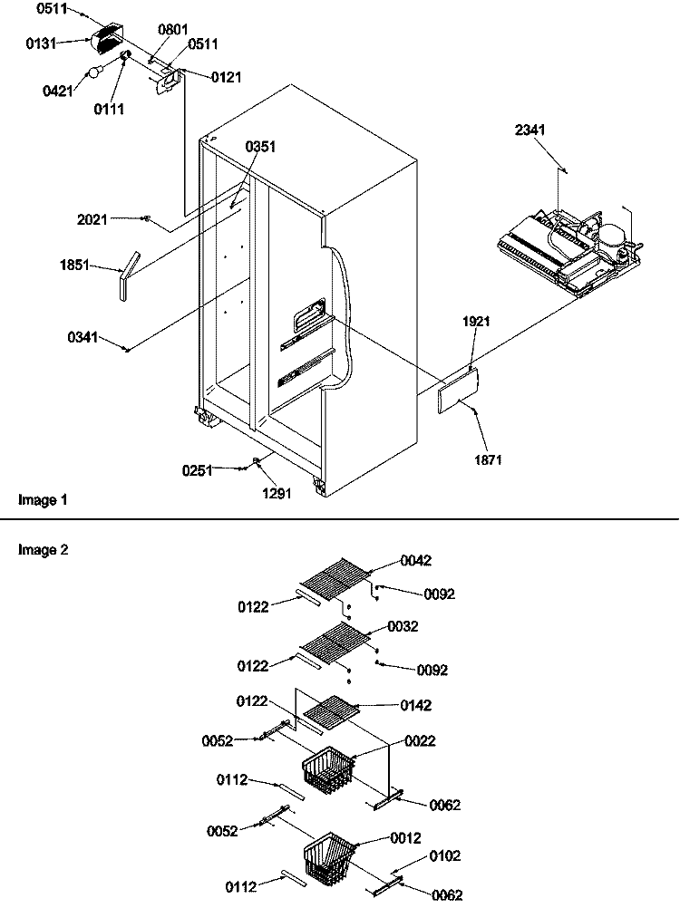 FREEZER SHELVES AND LIGHTS Diagram and Parts List for SBDE21VPSE P1317202W E Amana Refrigerator