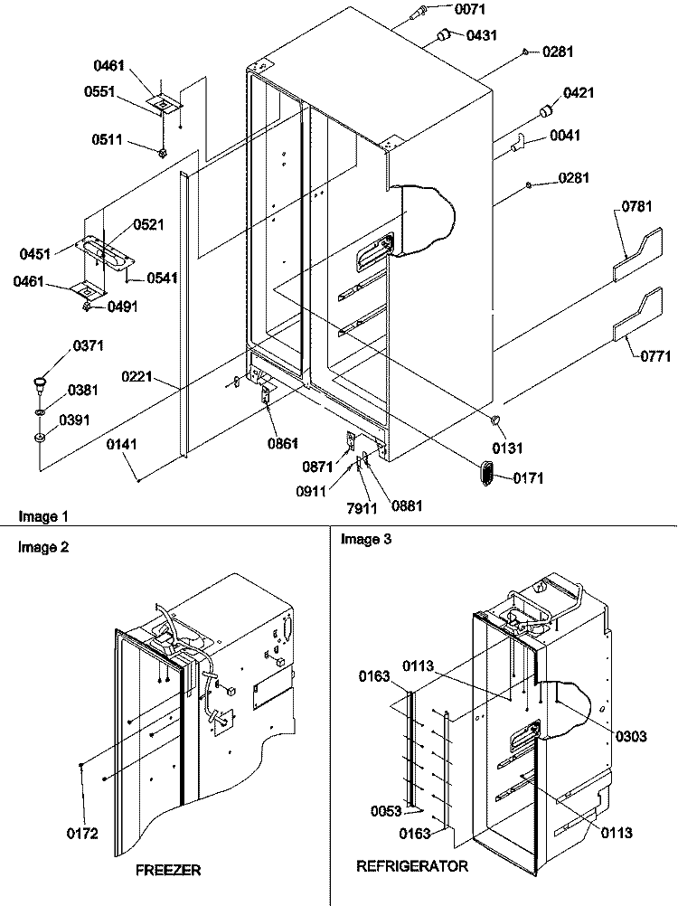 Cabinet Parts Diagram and Parts List for SCD23VBL P1315305W L Amana Refrigerator