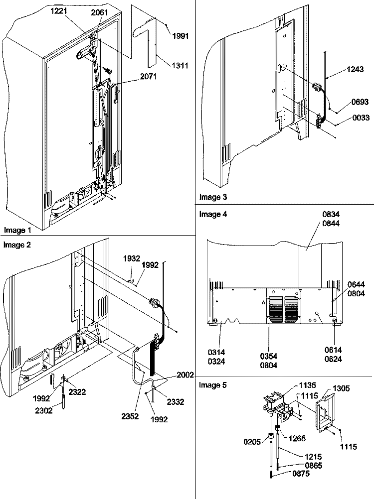 Cabinet Back & Water Valve Diagram and Parts List for SCD23VBL P1315305W L Amana Refrigerator