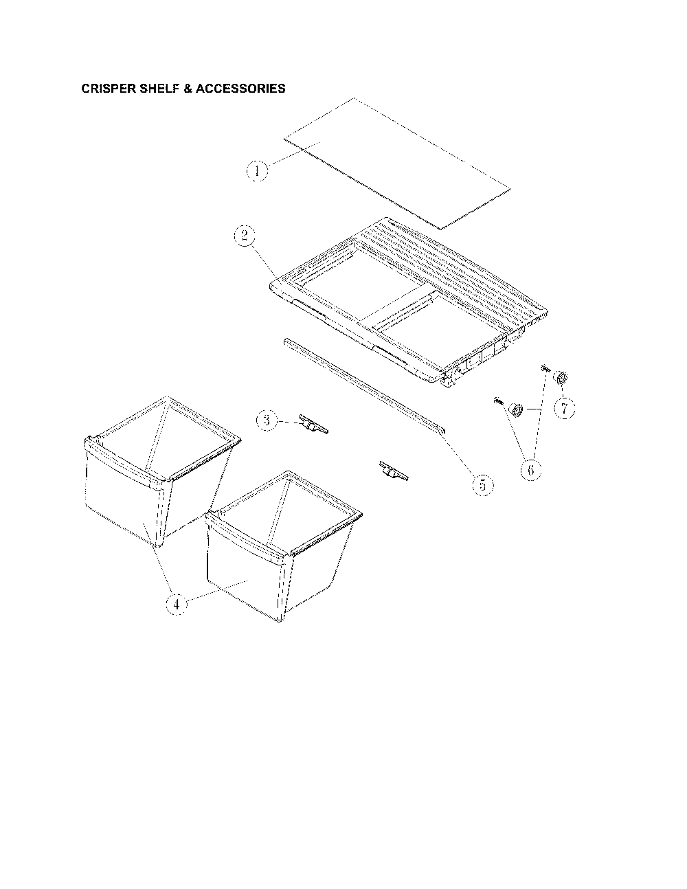 Crisper Shelf And Accessories Diagram and Parts List for 11170612910  Kenmore Refrigerator