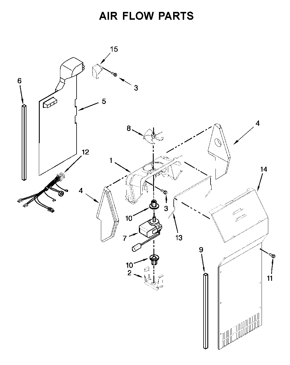 Air flow parts Diagram and Parts List for MSS25N4MKZ01  Maytag Refrigerator