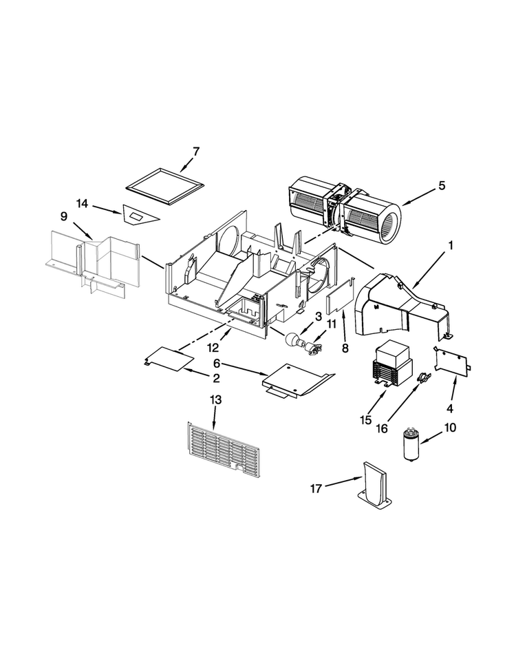 Air Flow Parts Diagram and Parts List for YAMV1160VAW6  Amana Microwave