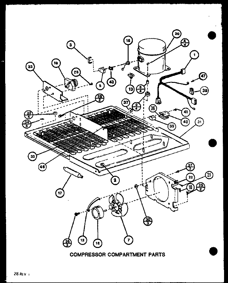 COMPRESSOR COMPARTMENT PARTS Diagram and Parts List for BC20N P7812528W Amana Refrigerator