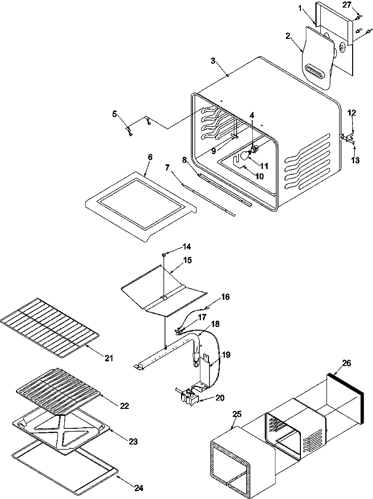 Cavity Diagram and Parts List for ARG3600L P1143336NL Amana Range
