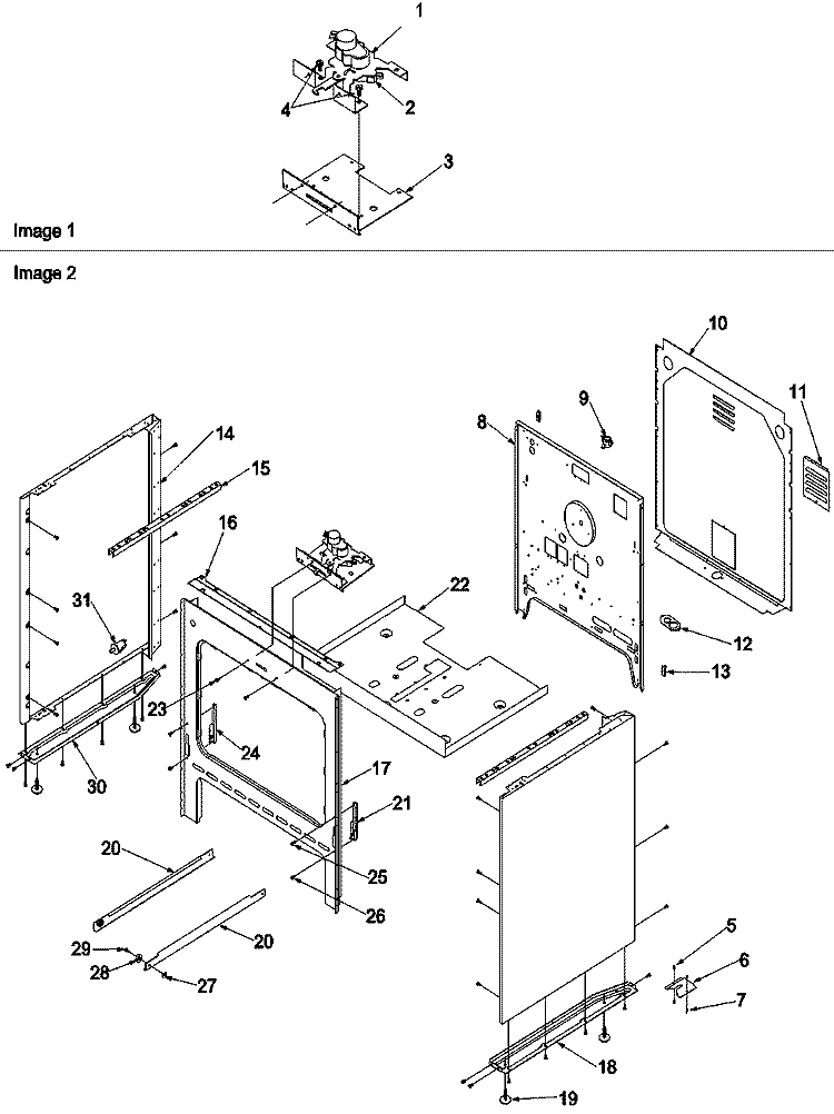 Cabinet Diagram and Parts List for ZRTC7511WW P1143619NWW Amana Range