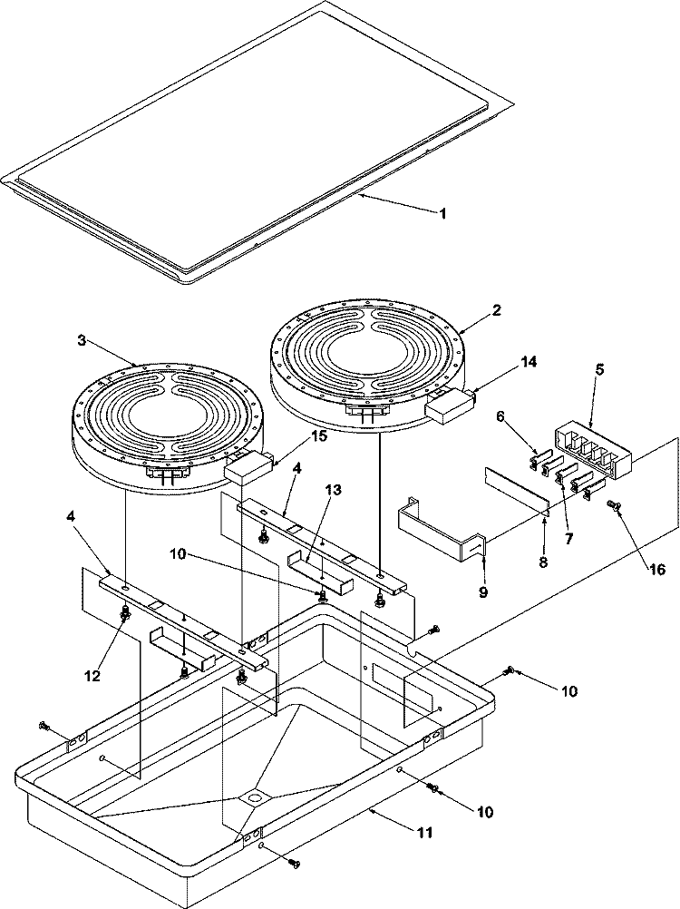 ACH100 (Halogen / Radiant, 8`` / 6``) Diagram and Parts List for ACT100E P1133380NE Amana Cooktop