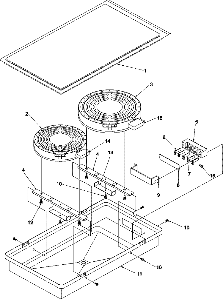 ACT100 (Ribbon Radiant, 6`` / 8``) Diagram and Parts List for ACT100E P1133380NE Amana Cooktop