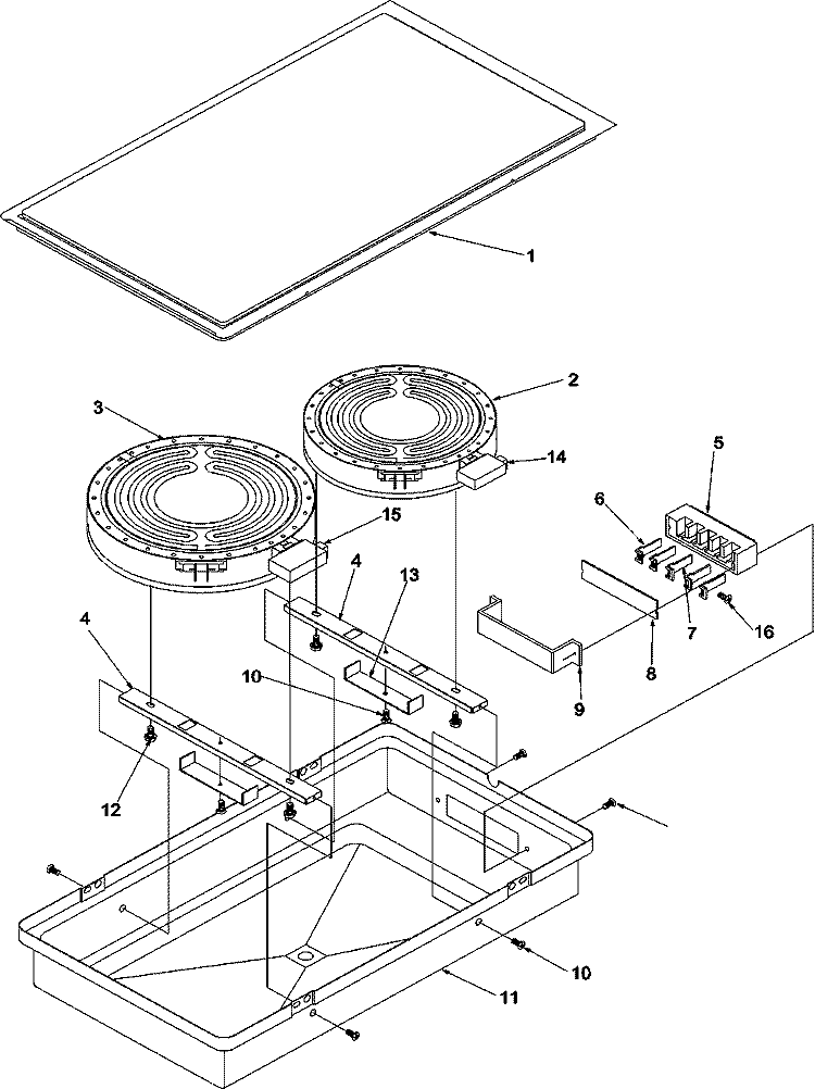 ACT110 (Ribbon Radiant, 8`` / 6``) Diagram and Parts List for ACT100E P1133380NE Amana Cooktop