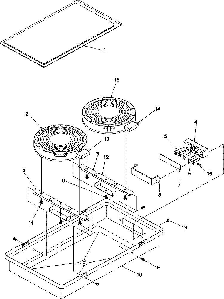 CC12HRx1 (Quartz Halogen) Diagram and Parts List for ACT100E P1133380NE Amana Cooktop