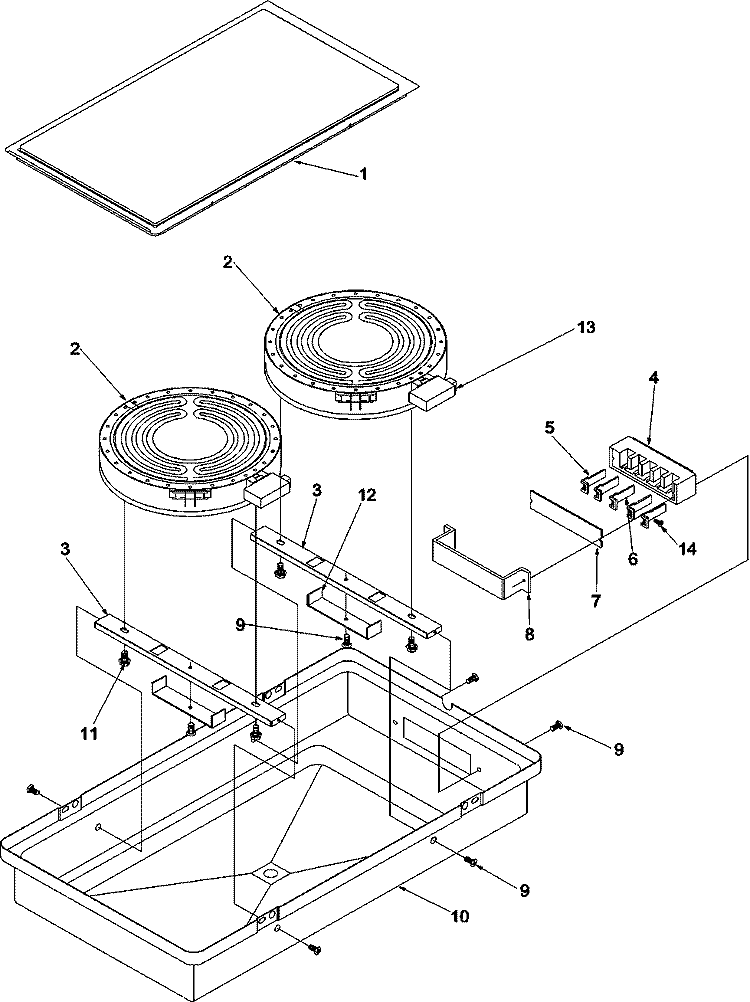 CC14 (Ribbon Radiant) Diagram and Parts List for ACT100E P1133380NE Amana Cooktop