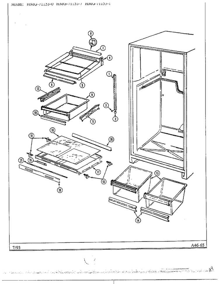 Refrigerator Page 6 Diagram and Parts List for 71153-0A  Admiral Refrigerator