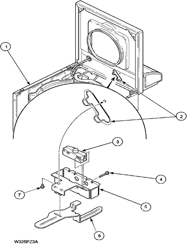 LOADING DOOR SWITCH Diagram and Parts List for LWA40AW2 PLWA40AW2 Amana Washer