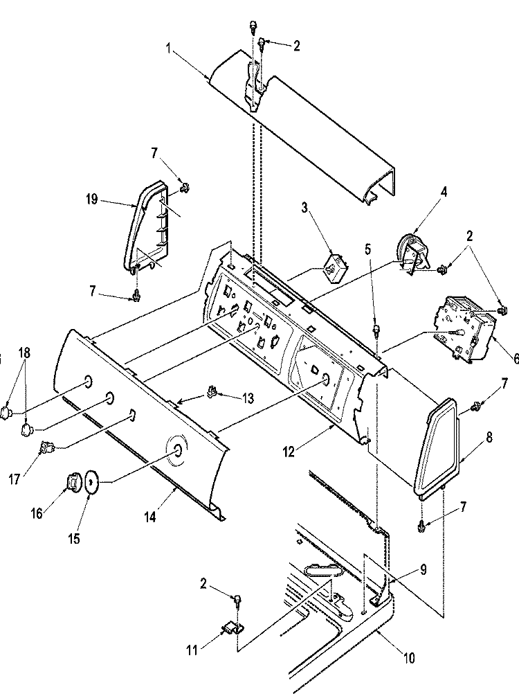 CONTROL PANEL Diagram and Parts List for LWD70AW PLWD70AW Amana Washer