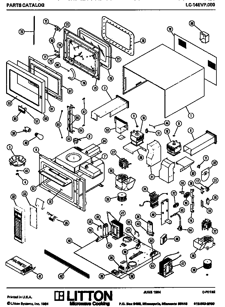 Section 1 Diagram and Parts List for LC-14EVP000  Amana Microwave