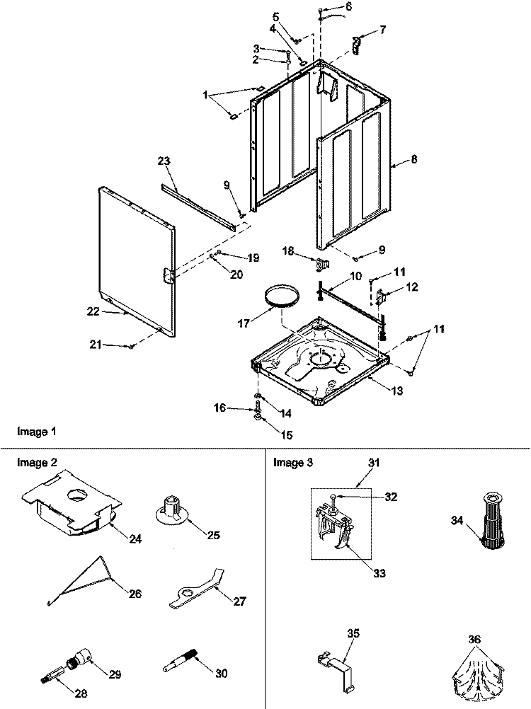 FRONT PANEL, BASE & CABINET & TOOLS Diagram and Parts List for LWC80AW PLWC80AW Amana Washer