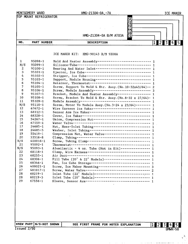 Ice Maker Page 2 Diagram and Parts List for 21304A  Admiral Refrigerator