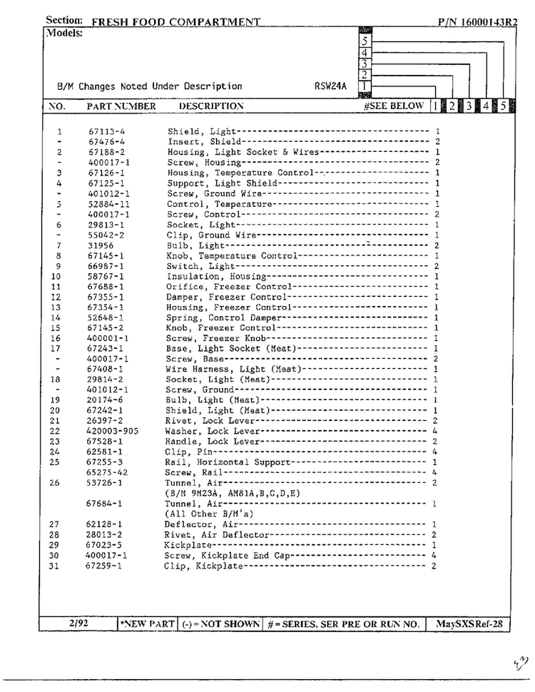 Fresh Food Compartment Page 2 Diagram and Parts List for 24712  Maytag Refrigerator