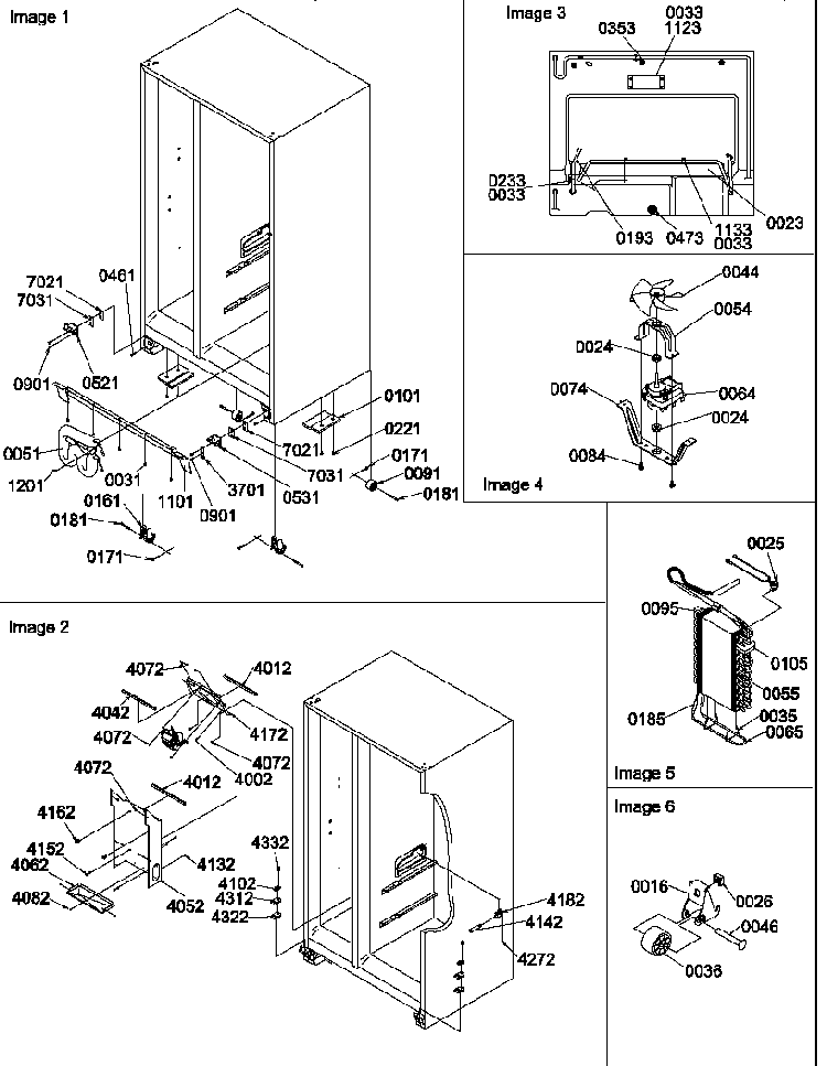 Drain Systems, Rollers, And Evaporator Assy Diagram and Parts List for SRD522TW-P1313301WW  Amana Refrigerator