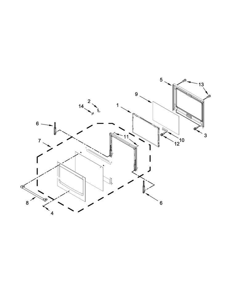 Lower Oven Door Parts Diagram and Parts List for MEW7630DH02  Maytag Wall Oven