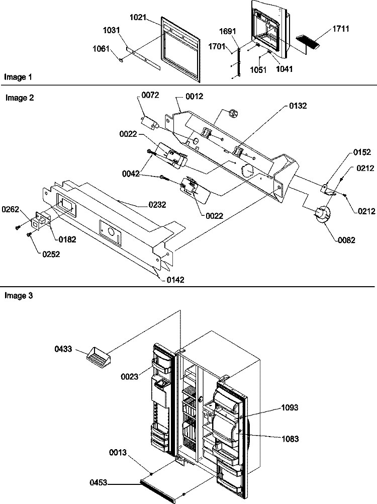 Facade Dispenser Cover, Elec Brkt Assy Diagram and Parts List for SRD528VW P1320402W W Amana Refrigerator