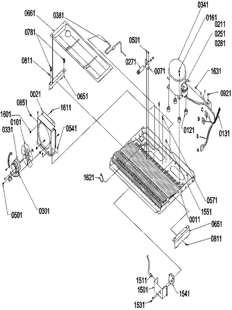 Machine Compartment & Muffler Assy Diagram and Parts List for SRD528VW P1320402W W Amana Refrigerator